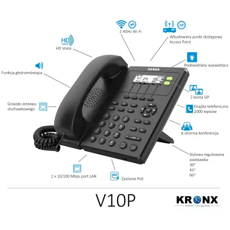 KRONX Telefon IP V10P- PoE