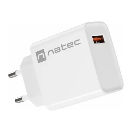 NATEC Ładowarka sieciowa Ribera USB-A 18W biała