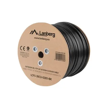 LANBERG LCF5-30CU-0305-BK Lanberg kabel instalacyjny Zelowany FTP, kat. 5e, drut, CU, 305m, szay