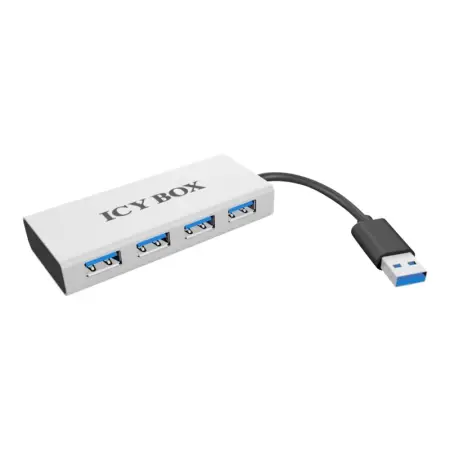 ICYBOX IB-AC6104 IcyBox 4-portowy Hub USB 3.0, elegancka aluminiowa obudowa, Srebrny