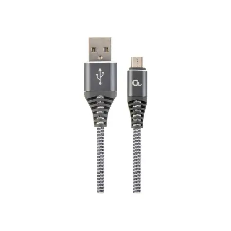 GEMBIRD CC-USB2B-AMmBM-2M-WB2 Gembird premium kabel micro USB 2.0 AM-MBM5P(metalowe wtyki,oplot) 2m,szary/biał