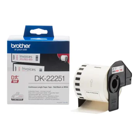 BROTHER DK22251 Taśma Brother Continuous Paper roll 62mm Black & Red on white