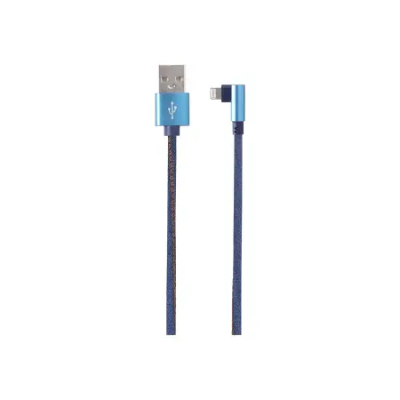 GEMBIRD Premium jeans denim Type-C USB 8-pin cable with metal connectors 1m blue angled